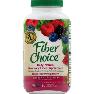 Fiber Choice Prebiotic Fiber Supplement, Daily, Natural, Chewable ...