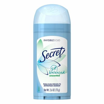 Secret Unscented Invisible Solid Antiperspirant and Deodorant