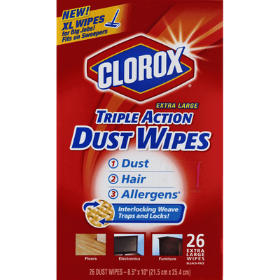 Clorox Dust Wipes, Triple Action, Extra Large