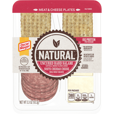 Oscar Mayer Meat & Cheese Snack Plate with Uncured Hard Salami, White Cheddar Cheese & Whole Wheat Crackers