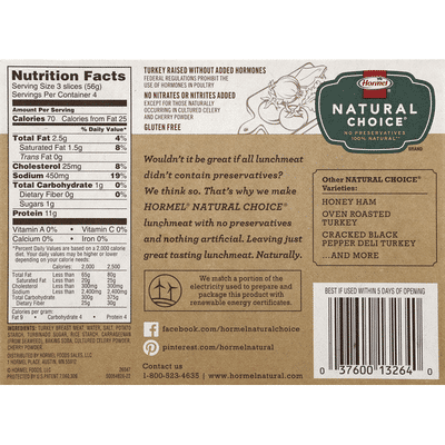 Hormel Natural Choice Smoked Deli Turkey