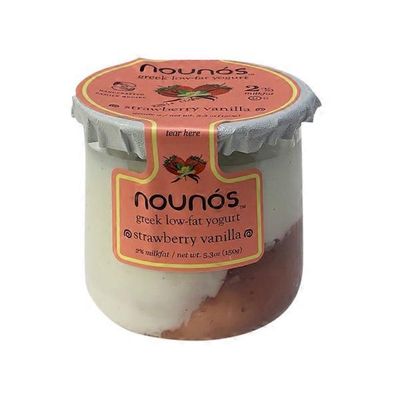 Nouno's Creamery Greek Low-Fat Strawberry & Vanilla Yogurt