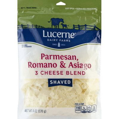 Lucerne Dairy farms Cheese, Parmesan/Romano/Asiago, Shaved