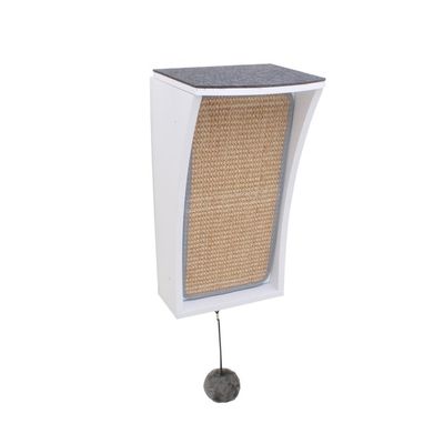 Primetime Petz Hauspanther Collection White Catchall Wall-Mounted Cat Scratcher With Toy Storage & Perch