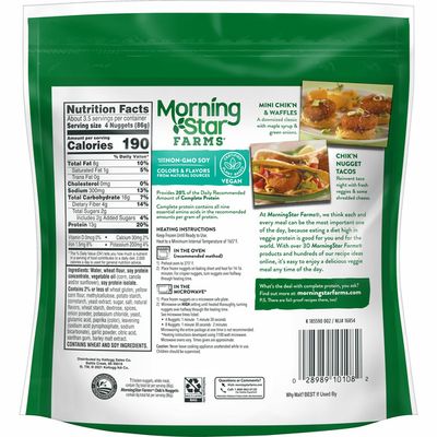 Morning Star Farms Meatless Chicken Nuggets, Plant Based Protein Vegan Meat, Frozen Meal, Original