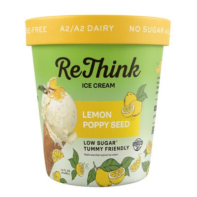 ReThink Ice Cream Lemon Poppy Seed, Lactose-Free A2/A2 dairy, Low Sugar
