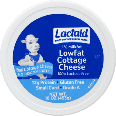Lactaid Cottage Cheese, Small Curd, 1% Milkfat, Lactose Free, Lowfat