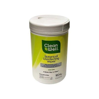CleanWell Botanical Disinfecting Wipes, Lemon