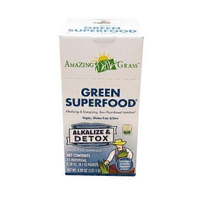 Amazing Grass Green Superfood ALKALIZE & DETOX plus cleansing herbs & spices for pH balance & detox Whole Food Supplement PACKETS, Simply Pure