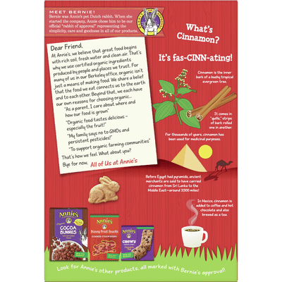 Annie's Organic Cinnamon Whole Grain Bunny Graham Snacks