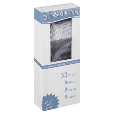 Sensations Cutlery, Plastic, Heavyweight, Clear Assorted