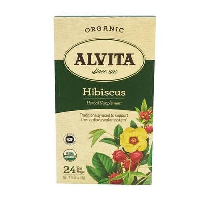 Alvita Organic Traditionally Used To Support The Cardiovascular System Herbal Supplement Tea Bags, Hibiscus