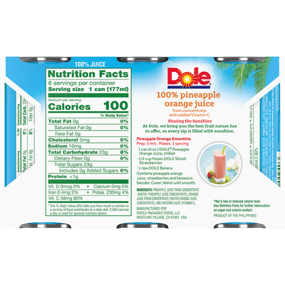 Dole 100% Juice, Pineapple Orange