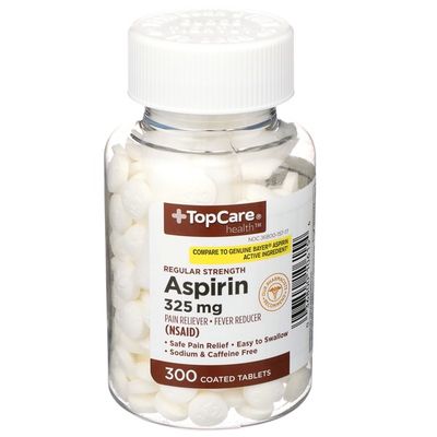 Topcare Regular Strength Aspirin 325 Mg Pain Reliever Fever Reducer Nsaid Easy To Swallow Coated Tablets 300 Ct Instacart