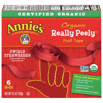 Annie's Organic Swirly Strawberry Peely Fruit Tape, 6 Count