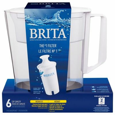 Brita Soho Pitcher + Filter Water Filtration System, White, 5 Cup
