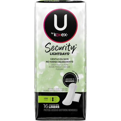 U By Kotex Lightdays Liners Absorbent Long Fragrance Free 16 Each Instacart