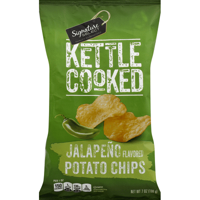 Signature Select Potato Chips, Kettle Cooked, Jalapeno Flavored