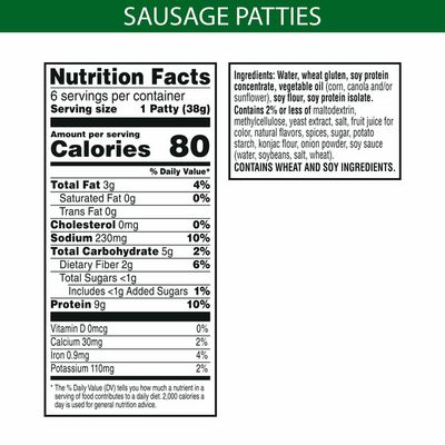 Morning Star Farms Meatless Sausage Patties, Plant Based Protein, Frozen Breakfast, Original