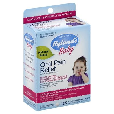 Hyland's Baby Oral Pain Relief Tablets with Chamomilla, Soothing Natural Relief for Teething Symptoms