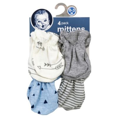 Gerber Mittens, 0-3 M, 4 Pack