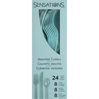 Sensations Cutlery, Spa Blue, Plastic, Assorted