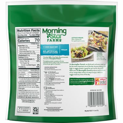 Morning Star Farms Crumbles, Plant Based Protein Vegan Meat, Frozen Meal, Chipotle Black Bean