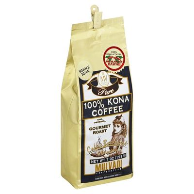 Mulvadi Coffee, Whole Bean, Medium-Dark Roast, 100% Kona