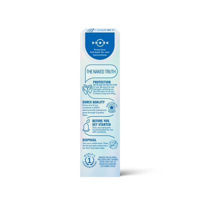 Durex® Condom Invisible Ultra Thin Natural Latex Condoms - Ultra Senstive, Lubricated, Transparent