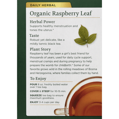 Traditional Medicinals Organic Raspberry Leaf Herbal Tea, Caffeine Free