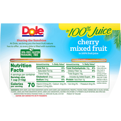 Dole Cherry Mixed Fruit in 100% Fruit Juice