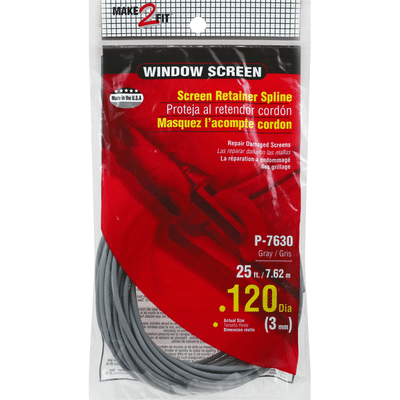 Make 2 Fit Screen Retainer Spline, Window Screen, Gray