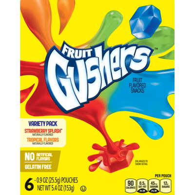 Betty Crocker Gushers Fruit Flavored Snacks Strawberry Splash and Tropical Flavors Variety Pack