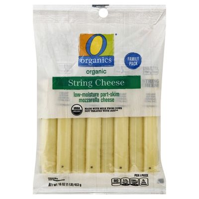 O Organics mozzarella organic low-moisture part-skim String Cheese
