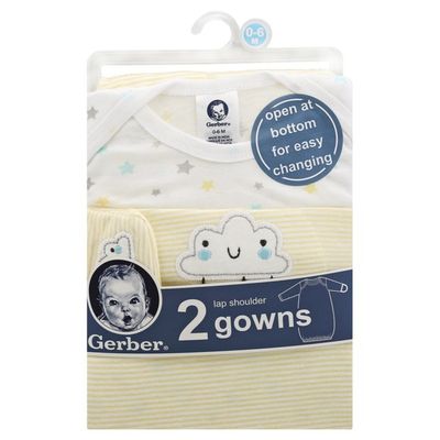 Gerber Gowns, Lap Shoulder, 0-6 Months