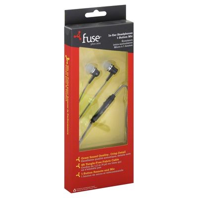 Fuse Headphones, In-Ear, 1-Button Mic, 4 Feet