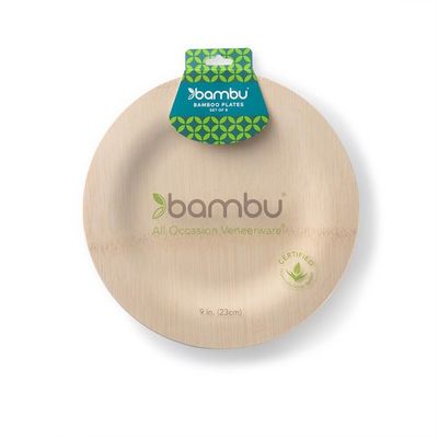 bambu Veneerware® Compostable Plates. 9" Round. Pkg. of 8