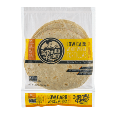 La Tortilla Factory Tortillas, Low Carb, Whole Wheat, Original Size