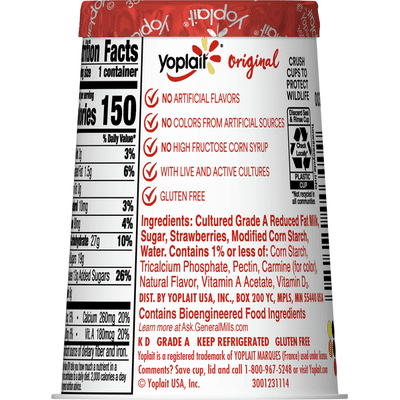 Yoplait Yogurt, Lowfat, Original, Strawberry