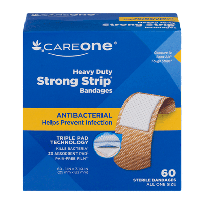 CareOne Heavy Duty Strong Strip Antibacterial Bandages