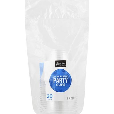 Essential Everyday Party Cups, Clear Plastic, 9 Ounce