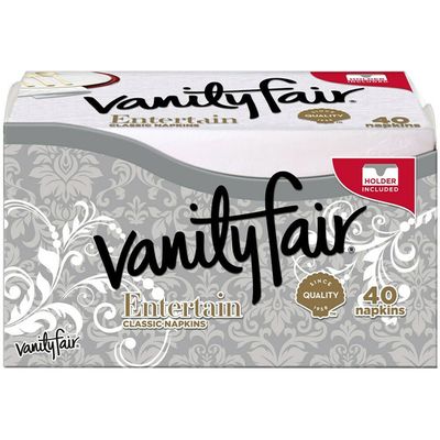 Vanity Fair Entertain Napkins & Holder, 40 3-Ply Paper Napkins