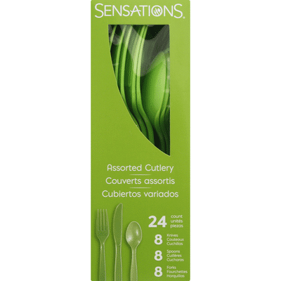 Sensations Cutlery, Plastic, Fresh Green, Assorted