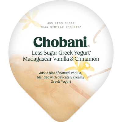 Chobani Yogurt, Less Sugar, Low-Fat, Greek, Madagascar Vanilla & Cinnamon