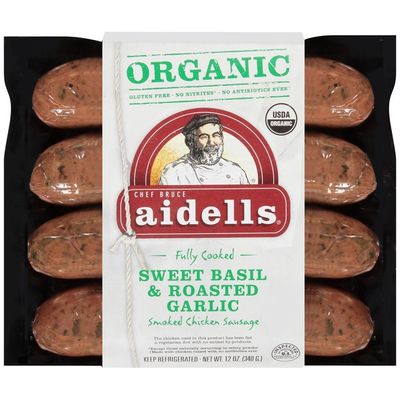 Aidells Organic Sweet Basil & Roasted Garlic Smoked Chicken Sausage (12 ...