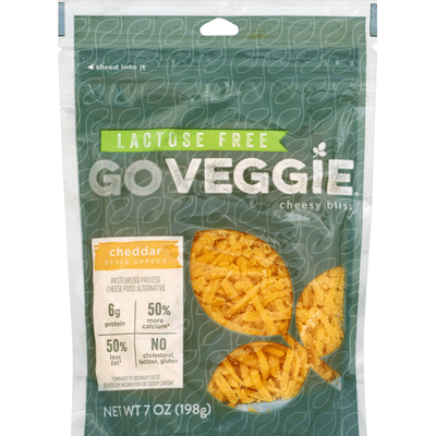 Go Veggie! Cheddar Flavor Shreds Pasteurized Process Cheese Food Alternative