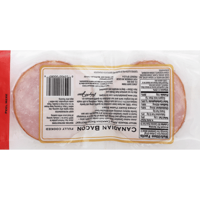 Jones Dairy Farm Canadian Bacon, Hickory Smoked, Center Cut, Pork Lion