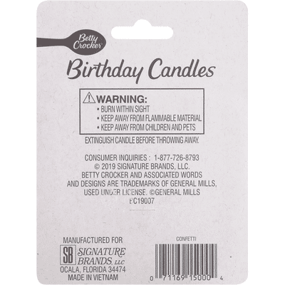 Betty Crocker Birthday Candles, Confetti, 2.5 Inch