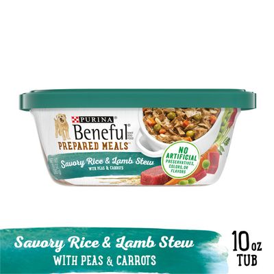 Purina Beneful High Protein Wet Dog Food With Gravy, Prepared Meals Savory Rice & Lamb Stew