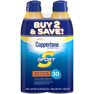Coppertone Sport Sunscreen Spray SPF 30, Twin Pack